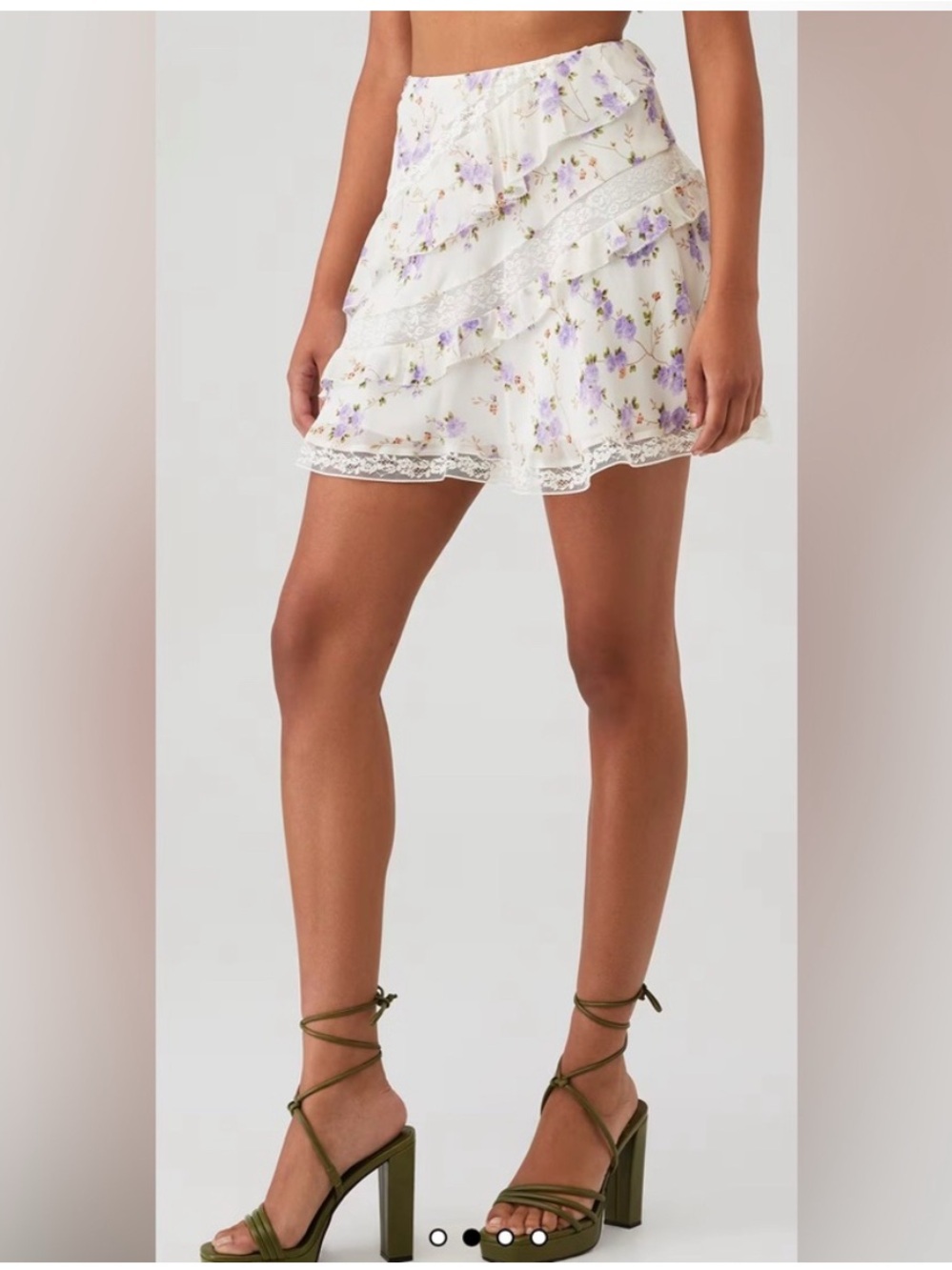 LoveShackFancy Purple Lavender Cream Lassie Floral Skirt- L